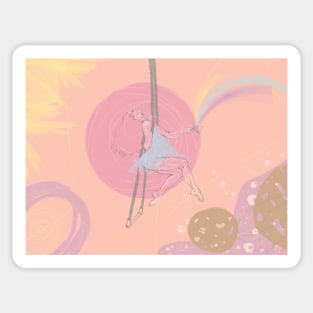 Trapeze Girl drinking Rainbow Sticker